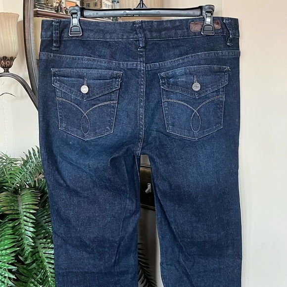 Calvin Klein Jeans Dark Wash Boot Cut Western Denim Buttoned Back Pockets - Picture 8 of 15